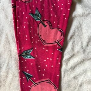 LuLaRoe Kids Leggings - Pink with Heart and Arrow Design